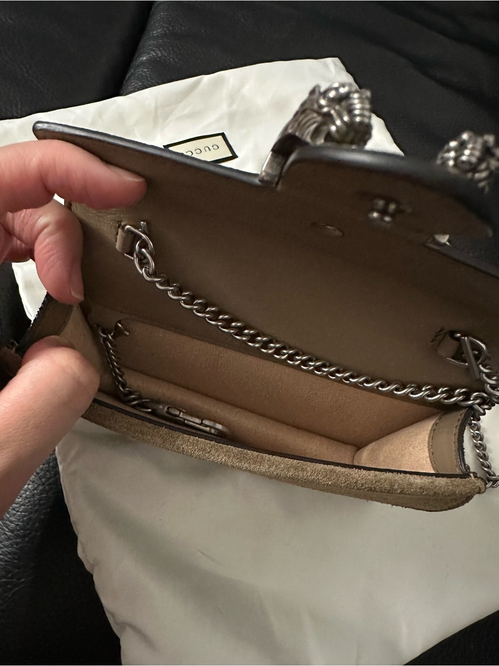 Gucci Beige GG Supreme Dionysus Wallet Mini with Antique Silver Hardware - Picture 4 of 11